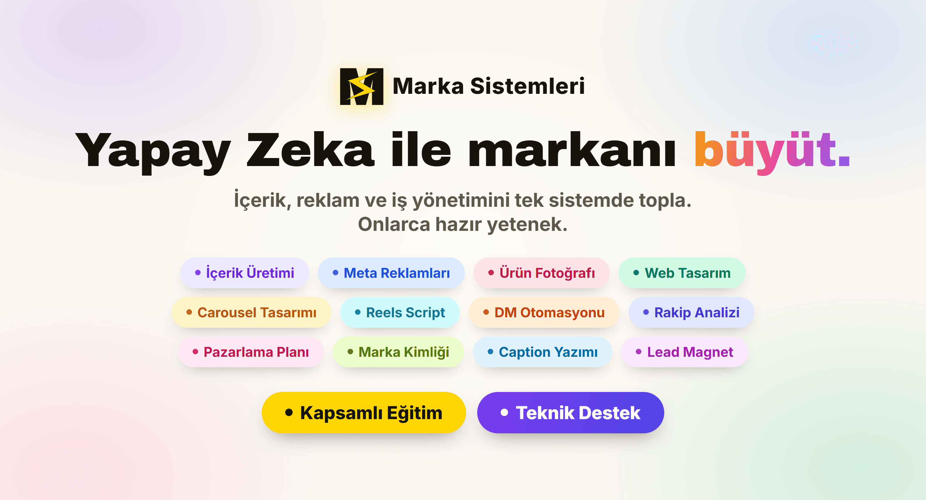 Marka Sistemleri — Yapay Zeka ile markanı büyüt