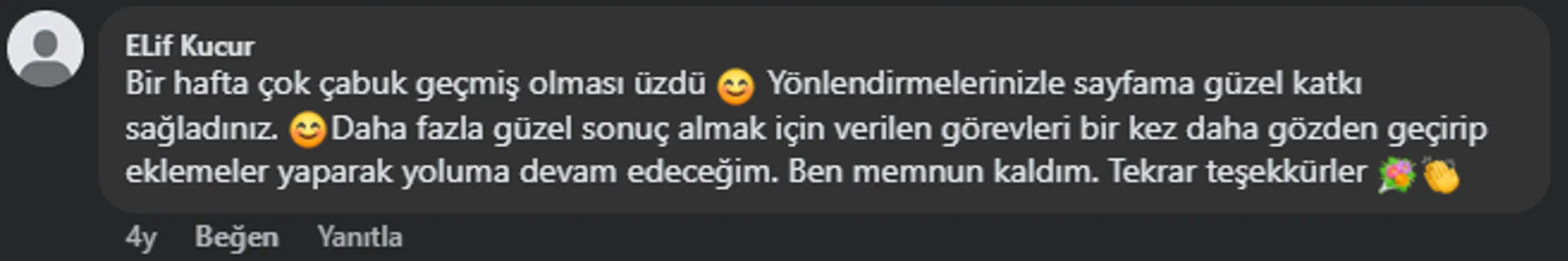 Eğitim teşekkür mesajı