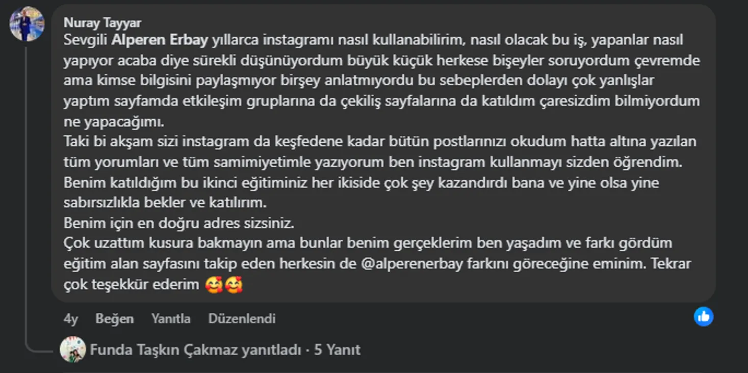 Eğitim teşekkür mesajı