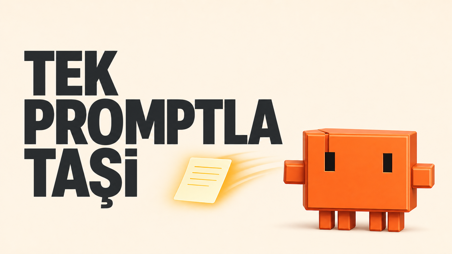 Tek promptla taşıma konseptini anlatan görsel, uçan prompt notu