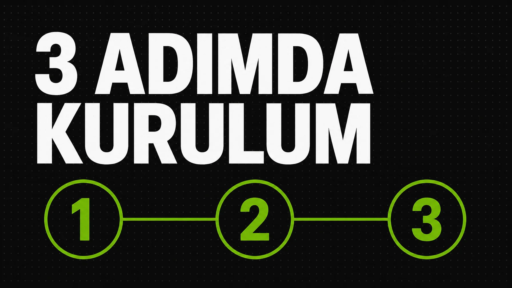 Birbirine bağlı üç numaralı adım ve "3 Adımda Kurulum" başlığı