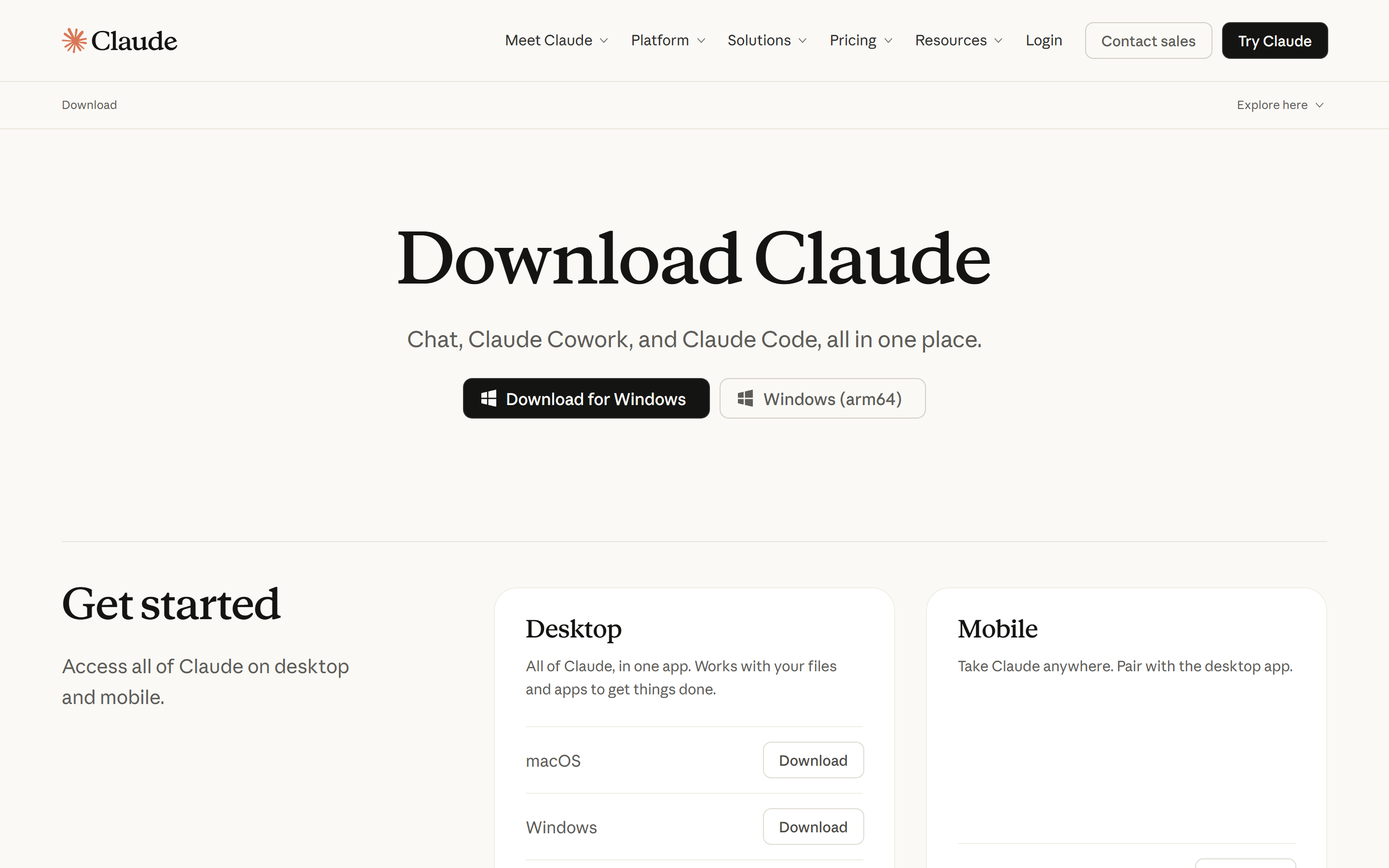 Claude indirme sayfası — claude.com/download