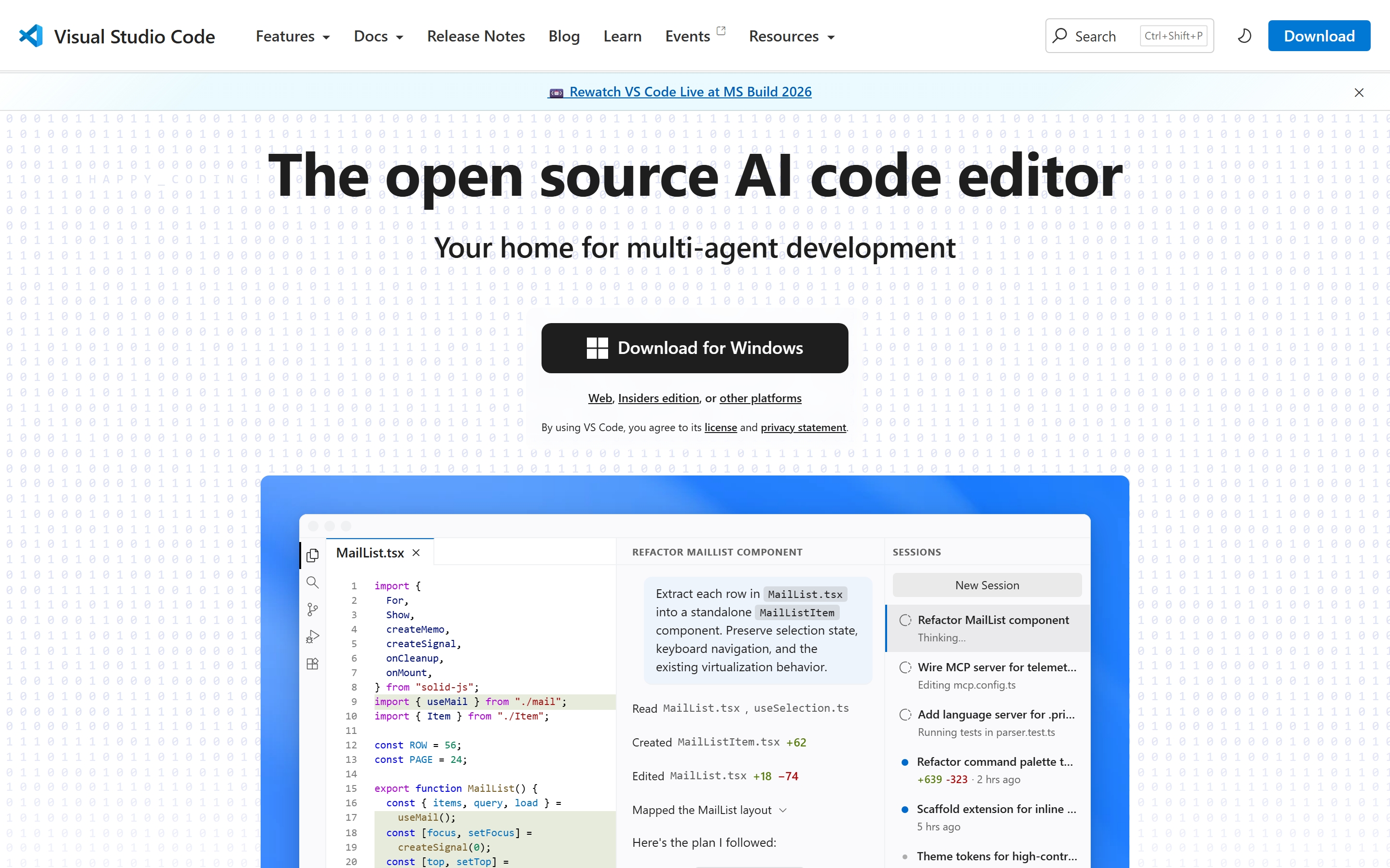 VS Code indirme sayfası — code.visualstudio.com