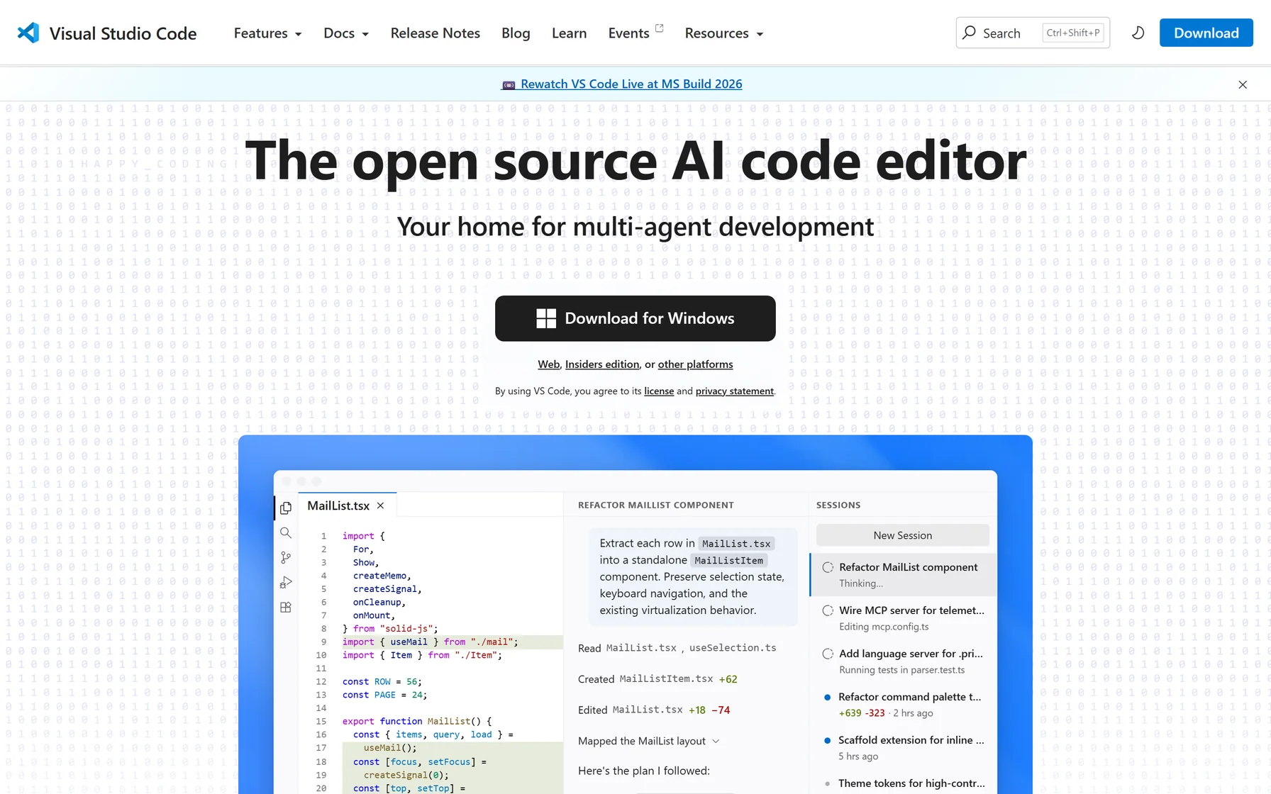 VS Code indirme sayfası: code.visualstudio.com